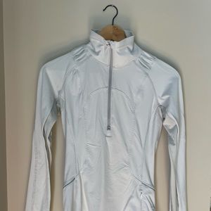 lululemon athletica grey and white stripe running top